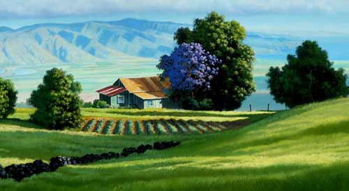 Detail: the center of interest, house and jacaranda