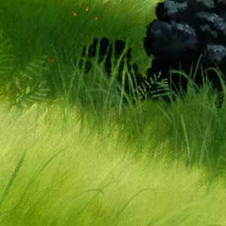 Detail: tall grass beside the rock wall