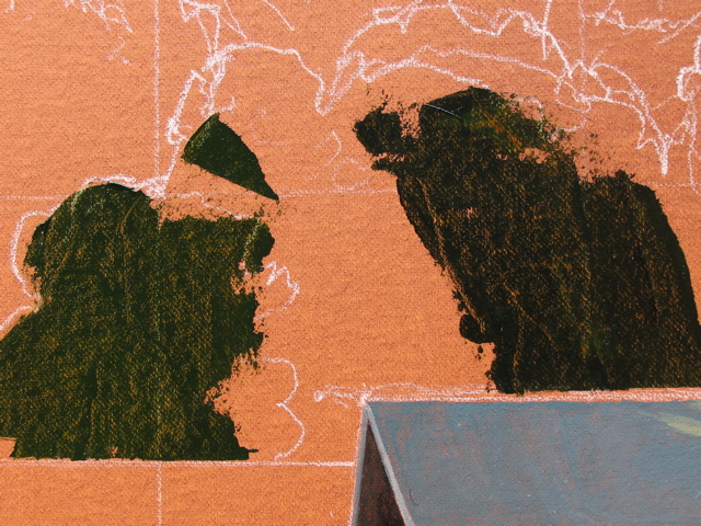 The eucalyptus trees being painted in