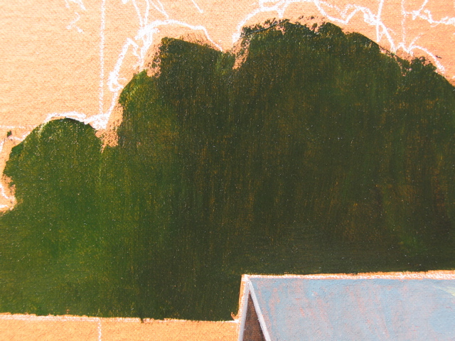 The eucalyptus trees being painted in